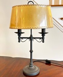 A Gunmetal Grey Table Lamp With Custom Shade