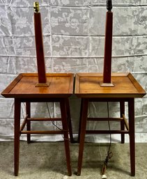 Pair Of Vintage Wooden Floor / Table Lamps