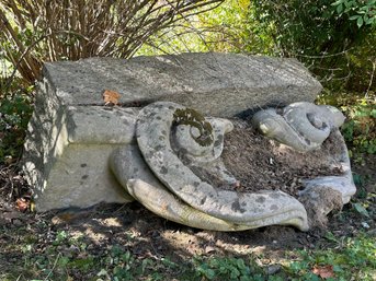 Large Two Part Memorial, Turned Over In The Grass, Looks OK!