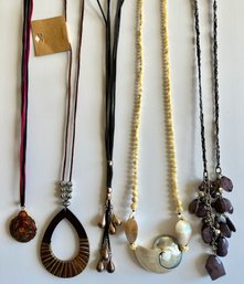 5 Large Necklaces, One New With Tags, Some Vintage