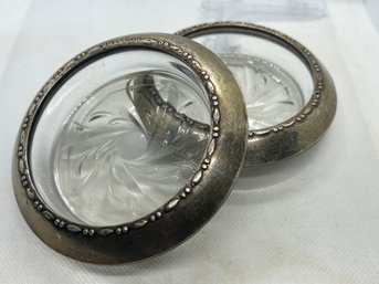 Vintage Sterling Silver And Cut Glass Coasters
