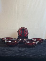 Vintage Avon Cape Cod Ruby Red Glass Dessert Berry Bowls