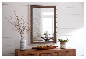 Allen  Roth 30-in W X 42-in H Silver/Driftwood Gray Framed Wall Mirror Item #2365686  Model #310210