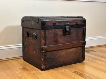A Petite Antique Chest With A Slightly Domed Top