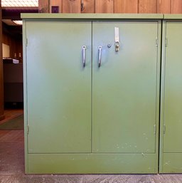 Green Metal Storage Cabinet With Adjustable Shelves