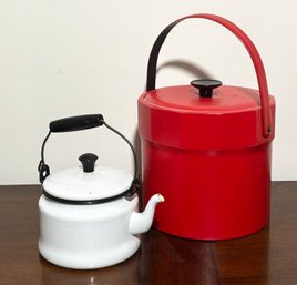 A Vintage Ice Bucket And Tea Pot - Mid Century Kitchen