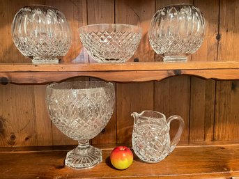 Collection Of Five Fine Crystal , Heavy Duty Bowls And More.