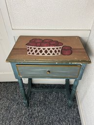 Country Style Accent Table With Apple Design
