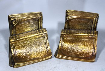 Vintage Gold Plated Spelter 'book' Bookends