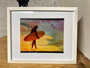 The Photo Print Of A Surfing On A Man Going In To The Sea In A Wooden Framed. TT/CVBC-A