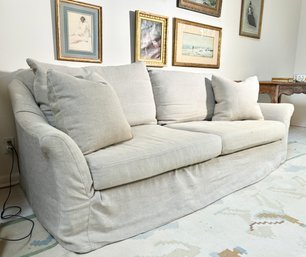 87' Verellen Modern Organic  Classic Linen Slipcover Sofa -