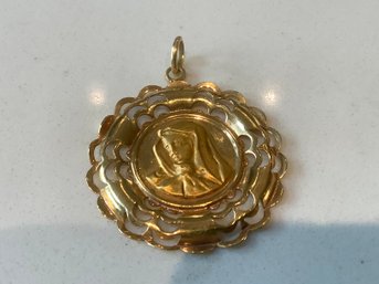 18K Gold Mother Mary Large Pendant 6.27 Grams