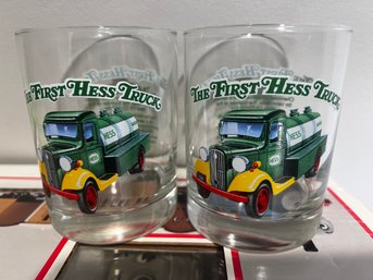 Pair Of Hess Truck Commemorative Rocks Glasses