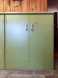 Green Metal Storage Cabinet With Adjustable Shelves