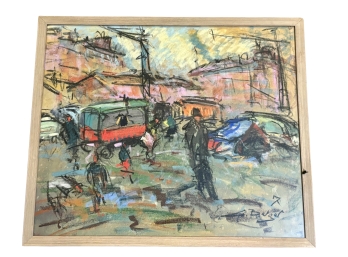 Georges Berger (French, 1908-1976), Pastel On Paper, Street Scene