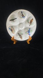 Louis Lourioux Le Faune Birds Divided Plate Fireproof Porcelain Made In France