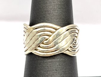 Vintage Mexican Sterling Silver Braided Ring Band, Size 6.5