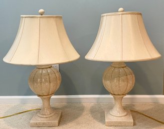 Vintage Scroll Motif Table Lamps- A Pair