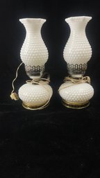 Hobnail Milk Glass Oil Lamp