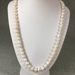 Beautiful Genuine Cultured 10mm High Quality XL Pearl Necklace - Sterling Silver Clasp - Brand New - Unworn