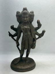 Fine Antique Solid Bronze Sculpture/travel Idol Of The Hindu Diety LORD DATTATREYA