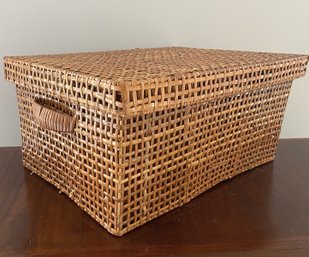 Vintage Cane Box With Lid And Handles