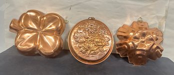 Copper Molds Different Shapes Flowers, Leaf Clover, Jello/ Cake. FL/B2