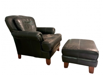 Leather Armchair With Ottoman