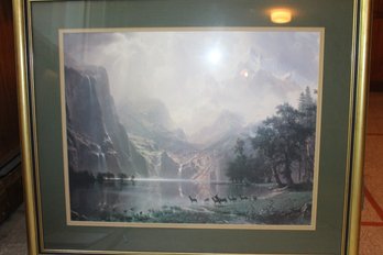 32x37 Framed Mountains And Deer Print