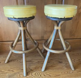 Pair Of Vintage Rattan Stools