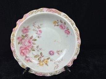 Vintage Lefton Porcelain China Pink Roses Bowl