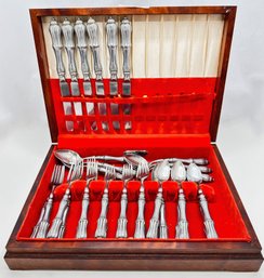 Full Set Vintage Wilton Pewter Flatware With Original Receipt (30 Pieces) In 1935 Community Plate Velvet Box