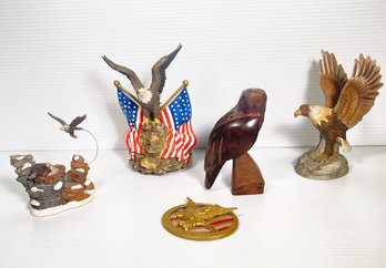 Two Sculptures- Royal Heritage American Eagle & Lemax, SF Music Box Co., Carved Eagle & 2009 Hallmark Ornament