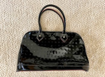 Arcadia Embossed Black Patent Leather Handbag