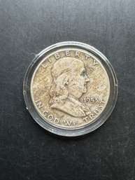 1953-D Benjamin Franklin Silver Half Dollar