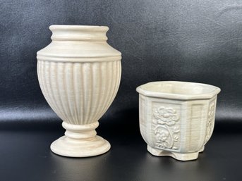 A Pair Of Vintage Ceramics By Haeger: Vase & Cachepot