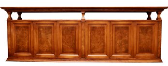 Walnut Panel Door Buffet With Suspended  Crown Moulded Shelf