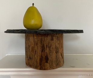 Live-Edged Wood Pedestal With Slate Top