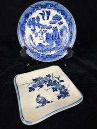 Blue And White Asian Plates Lot