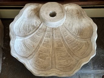 Poured Concrete Shell Shaped Birdbath Or Fountain Base