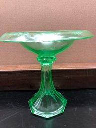 Beautiful Oversized Uranium Glass Compote - Excellent Condition - 8 1/2' Tall!