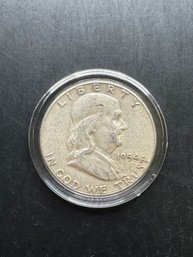 1954 Benjamin Franklin Silver Half Dollar