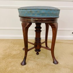 A Victorian Piano Stool With Ivory Inlay