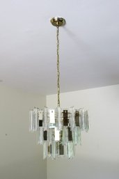 A Great Art Deco Style 3 Tier Hanging Prism Chandelier