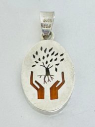 VINTAGE STERLING SILVER PLIQUE A JOUR TREE OF LIFE PENDANT - MEXICO