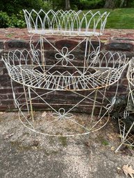 Two Tiered Antique Victorian Wire Plant /flower Stand