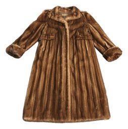 Guy Laroche Paris New York Clasic Whiskey Mink Fur Coat With Wing Collar And Full Cuff Sleeves