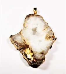 Fine Crystal Geode Specimen Pendant Wrapped In Gold