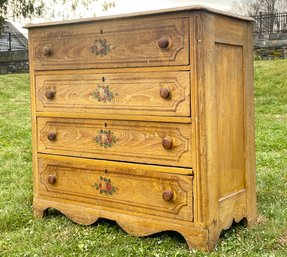 An Antique Pine Faux Painted Chest Of Drawers