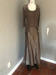 Carmen Marc Valvo Formal Skirt, Top, Jacket Set - Copper Brown With Beading - Size 12